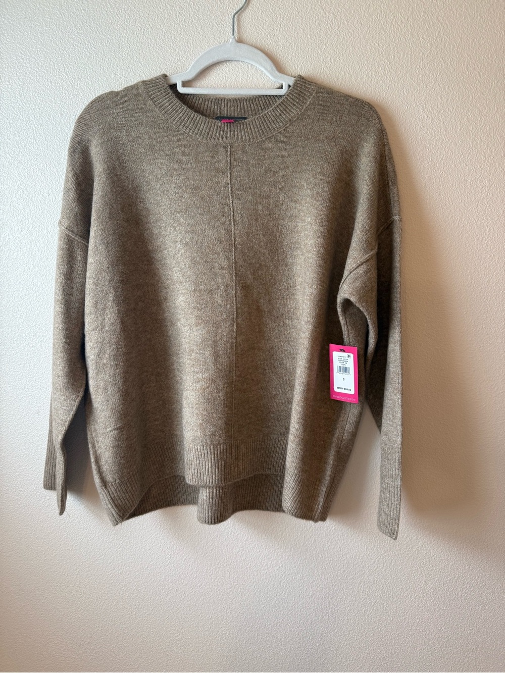 Vince Camuto Neutral Taupe Crewneck Sweater